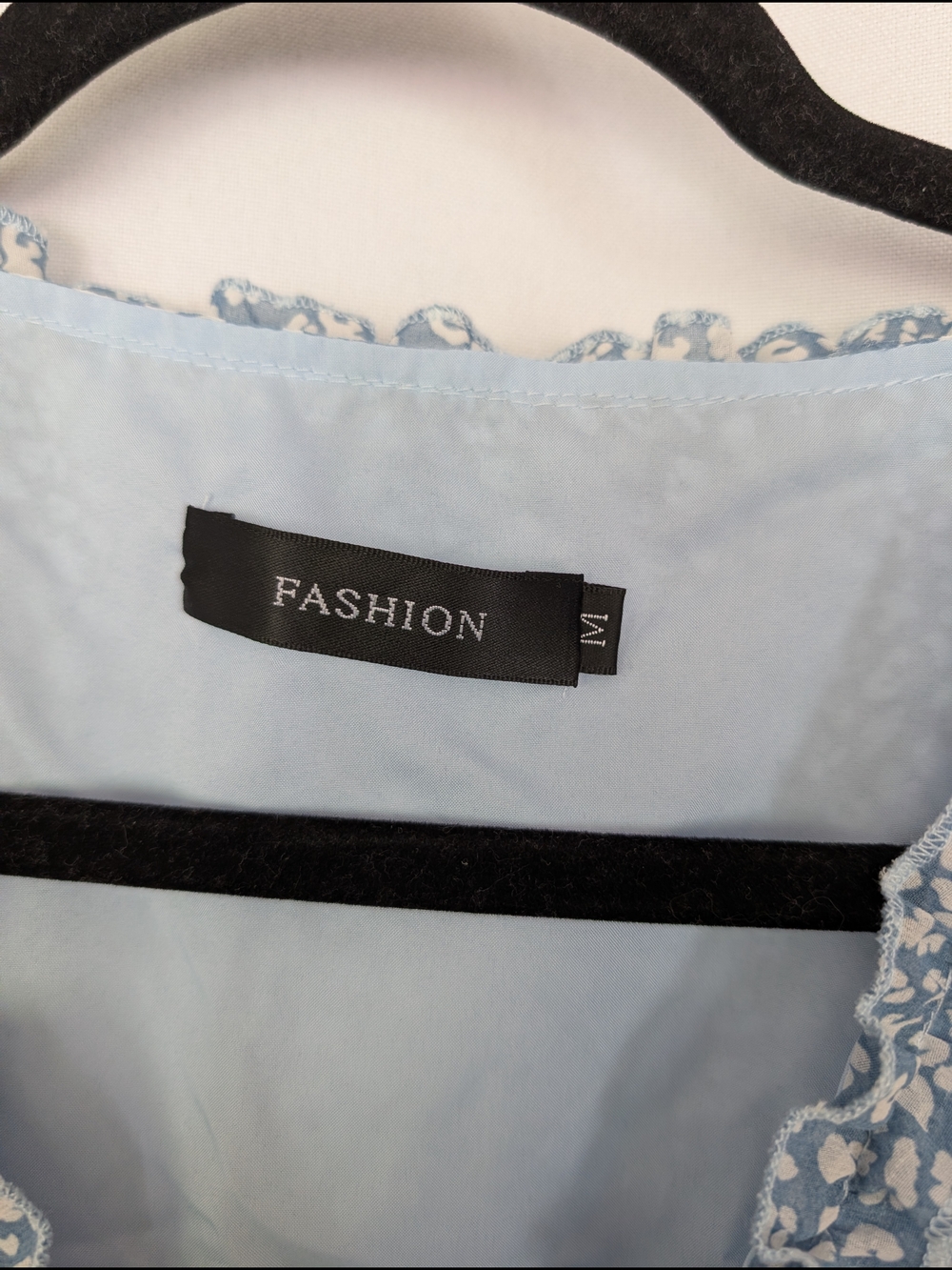 Light Blue Floral Chiffon Ruffle Midi Dress - Picture 3 of 4